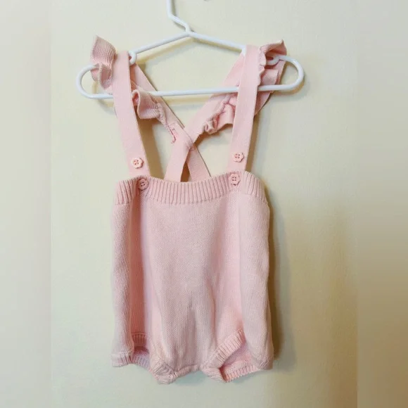Cat & Jack Pink Ruffle Knit Romper - Picture 1 of 3